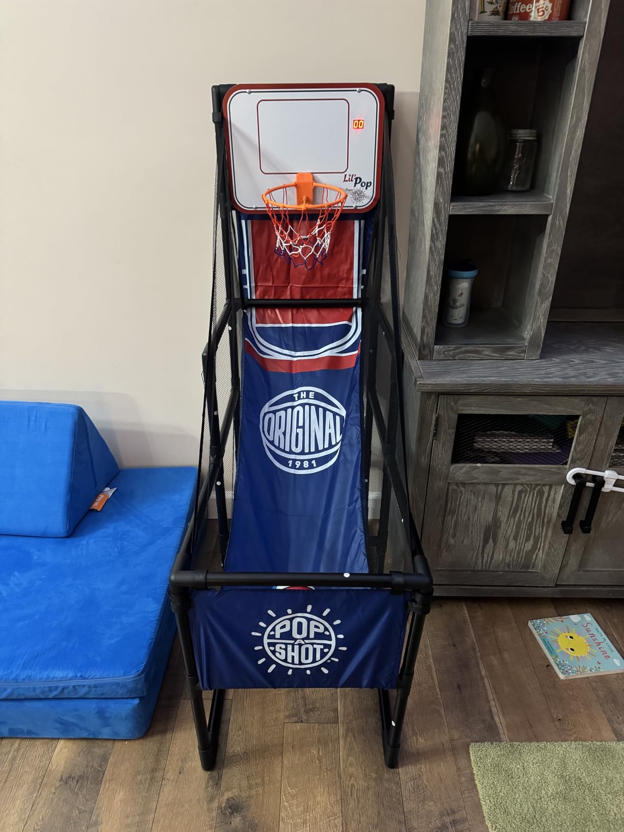Pop-A-Shot Lil' Pop Plus | Kids Electronic Arcade Basketball Hoop Ages 3+ | Indoor Electronic Arcade Basketball Game for Kids Ages 3+ with Digital Scoring, Sound FX, Music, 3 balls, and Sticker Pack customer photo 2