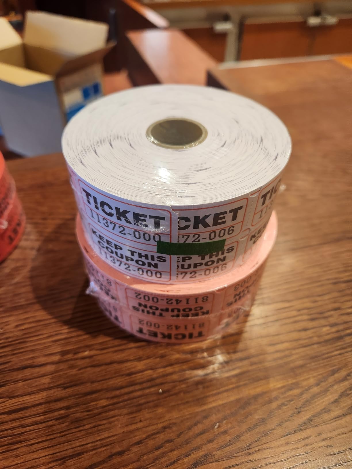 L LIKED 4000 Pairs Double Raffle Tickets 4 Assorted Colors 1000 per Roll | 4 Colors: Blue, Yellow, Red, Green, 1000 Pairs per Roll, 50/50 Stub for Fundraisers & Parties customer photo 2