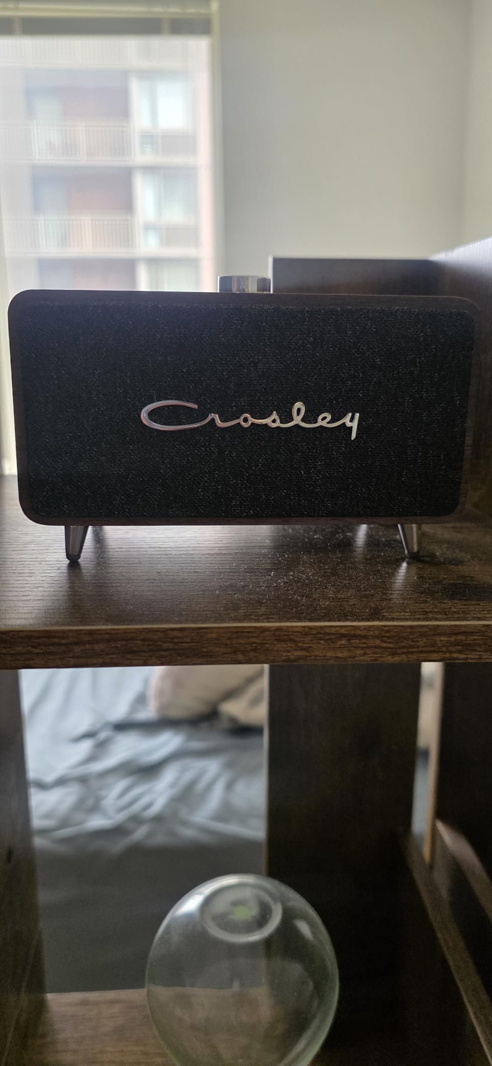 Crosley CR3049A-WA Stanza Portable Bluetooth Speaker, Walnut | Bluetooth In, Rechargeable Lithium-Ion Battery, Pair Twin Speakers for Stereo Sound customer photo 2