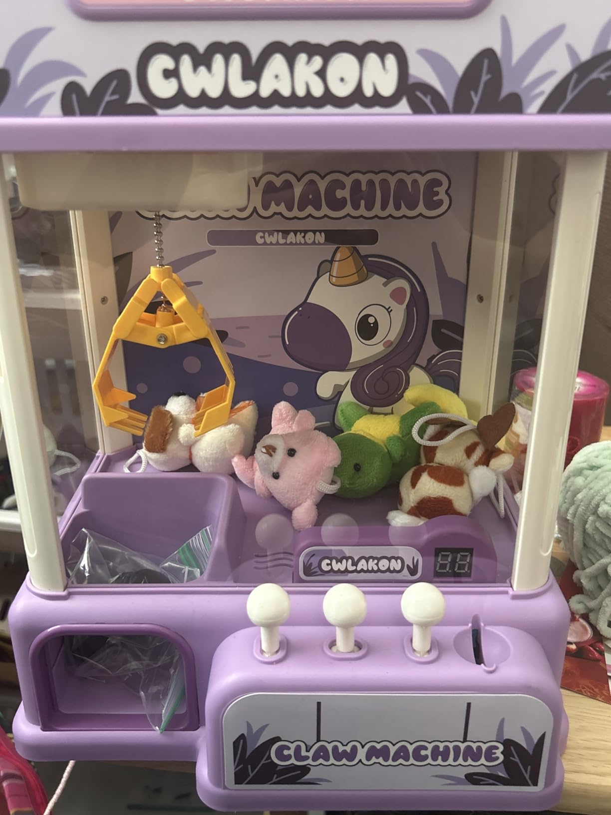 Claw Machine for Kids, Mini Vending Machine Girls Unicorn Toys with Sound & 20 Mini Toys, Candy Grabber Prize Dispenser Machine Electronic Arcade Games, Christmas Birthday Gifts, Pink customer photo 2