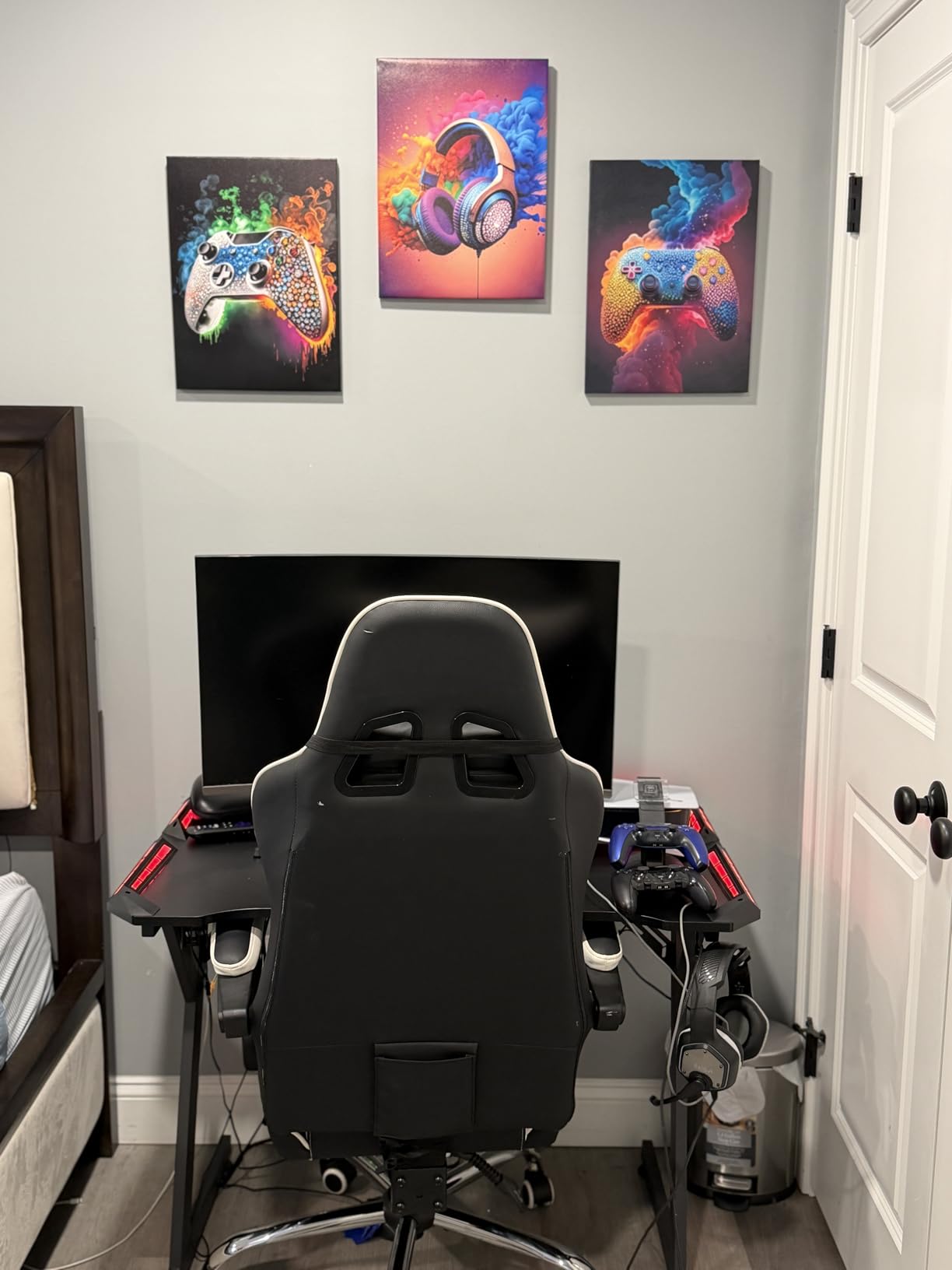 SEHSUVC Gaming Room Canvas Wall Art Set of 3, Game Posters Wall Decor, Gamer Paintings Picture Print for Boys Room Kids Game Room Bedroom Boys Home Decoration 12x16 In Framed Ready to Hang customer photo 1