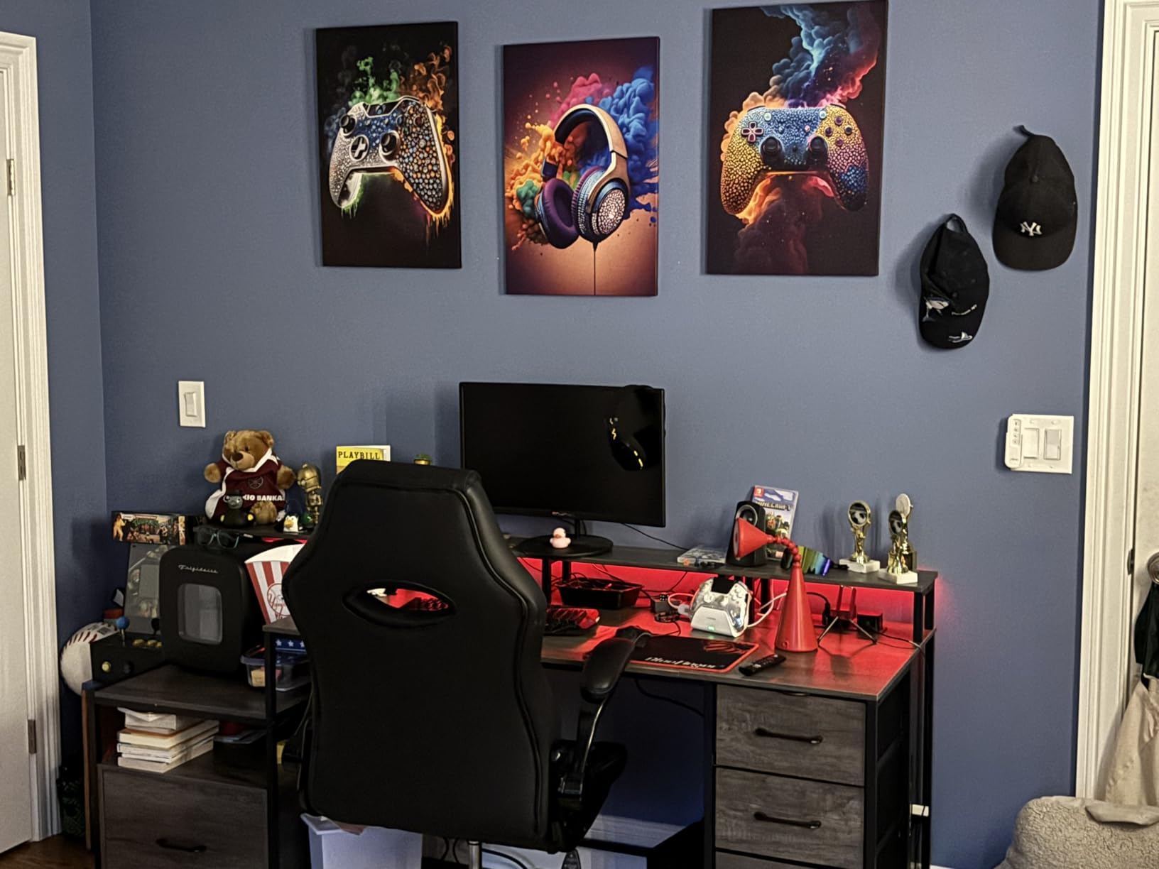 SEHSUVC Gaming Room Canvas Wall Art Set of 3, Game Posters Wall Decor, Gamer Paintings Picture Print for Boys Room Kids Game Room Bedroom Boys Home Decoration 12x16 In Framed Ready to Hang customer photo 2