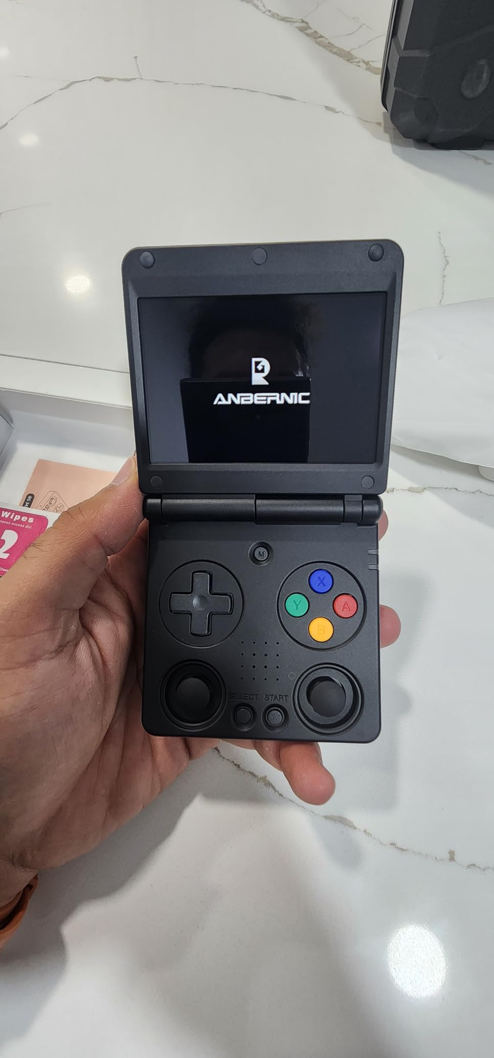 Anbernic RG34XXSP Foldable Retro Handheld Game with 3.4 Inch IPS Screen Linux System Built-in 64G TF Card 5000+ Games Handheld Emulator Support 5G WiFi Bluetooth TV Output(Black) customer photo 1