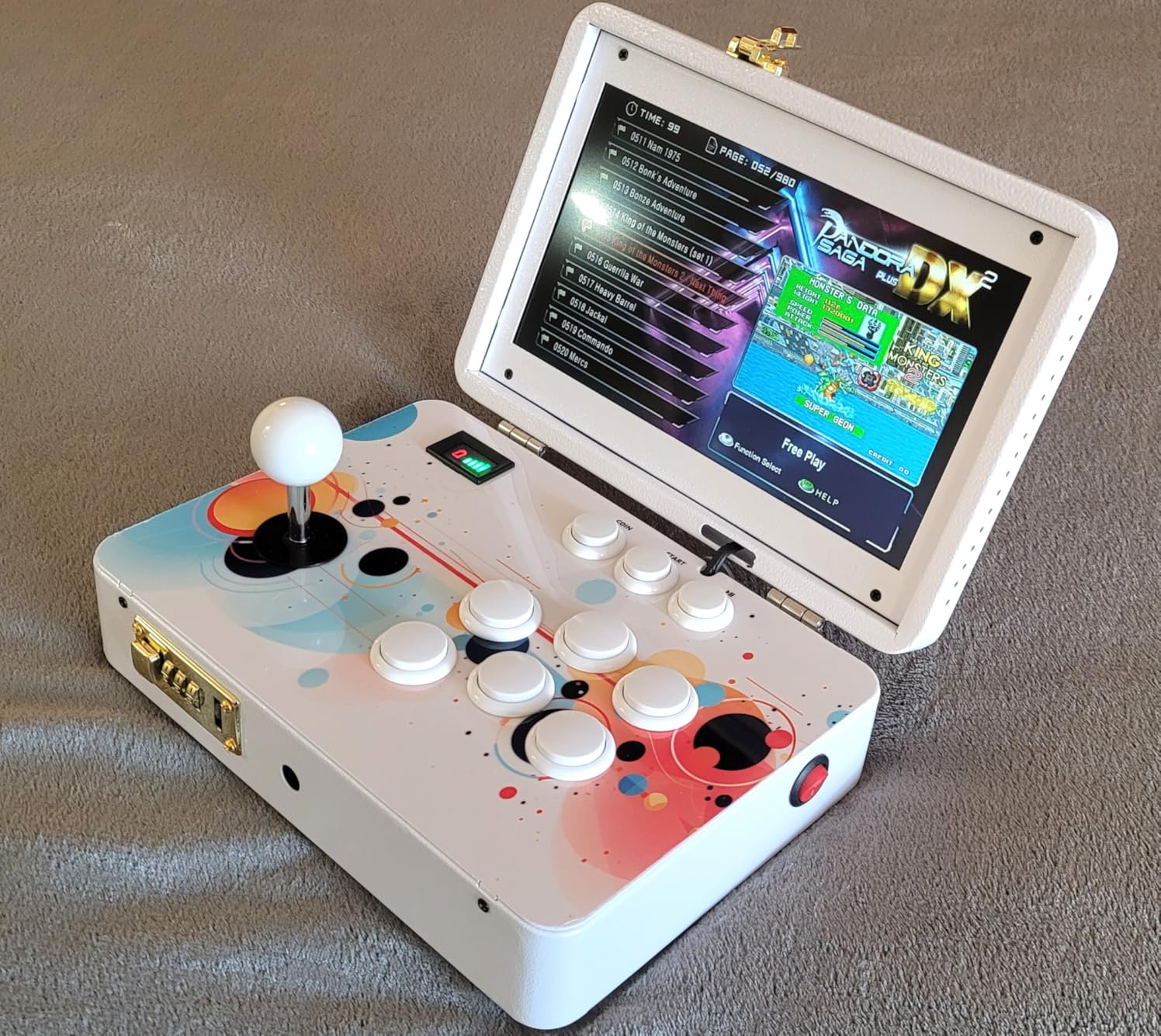 9800 DX Hand-held Portable Arcade Game Console 10.1-inch HD Screen Dual Players 3D Retro Electronic Metal Box, Retro Video Game Machine Search/Hide/Pause Games customer photo 1