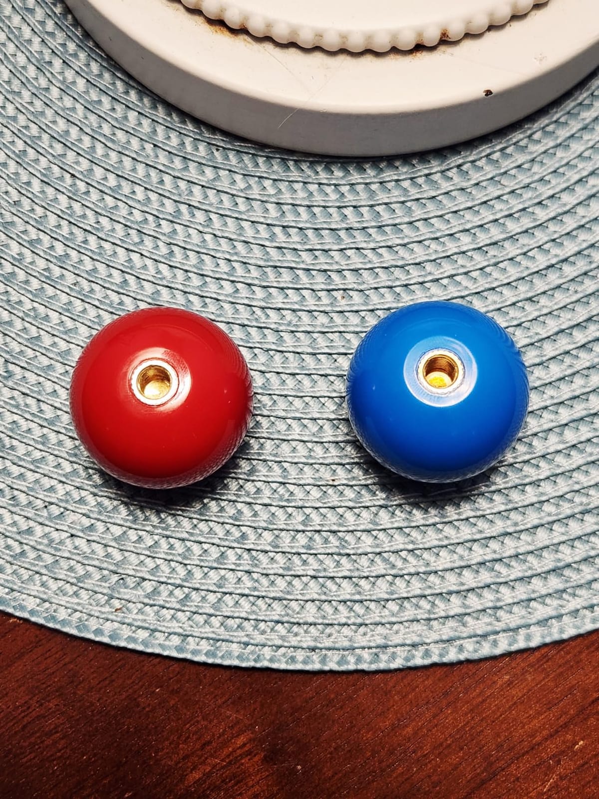 2Pcs 35mm Joystick Ball Top ABS Metal Threaded Knob Replacement Arcade Game Controller Sticks Handle Rocker Round Head(Red+Blue) customer photo 1