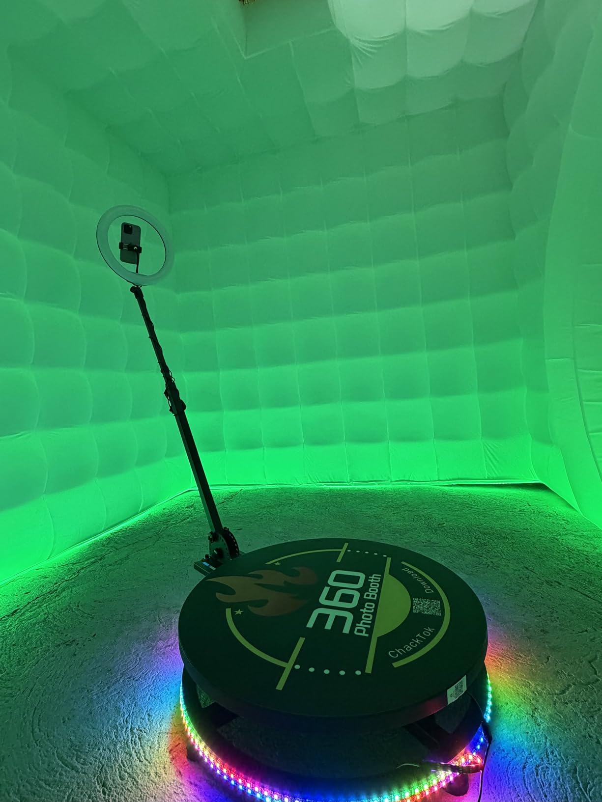 MWE 360 Photo Booth Machine for Parties with Flight Case, RGB Strip Light | Software APP Remote Automatic 360 Spin Camera Video Booth for 1-3 People (23'') customer photo 1