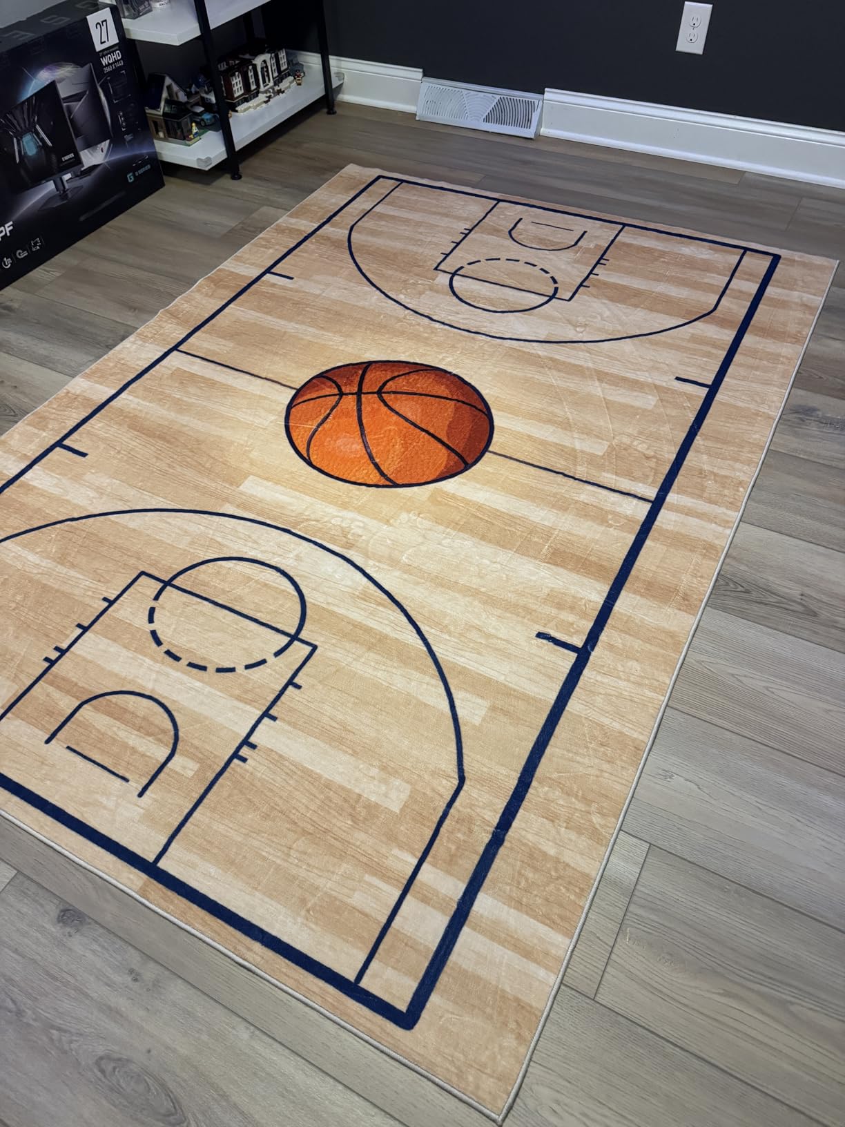 Basketball Rug 8x10 Washable Low Pile - Non Slip Sports Carpet for Boys Bedroom Decor, Kids Game Room Mat Area Rug Man Cave Carpet Mat customer photo 1