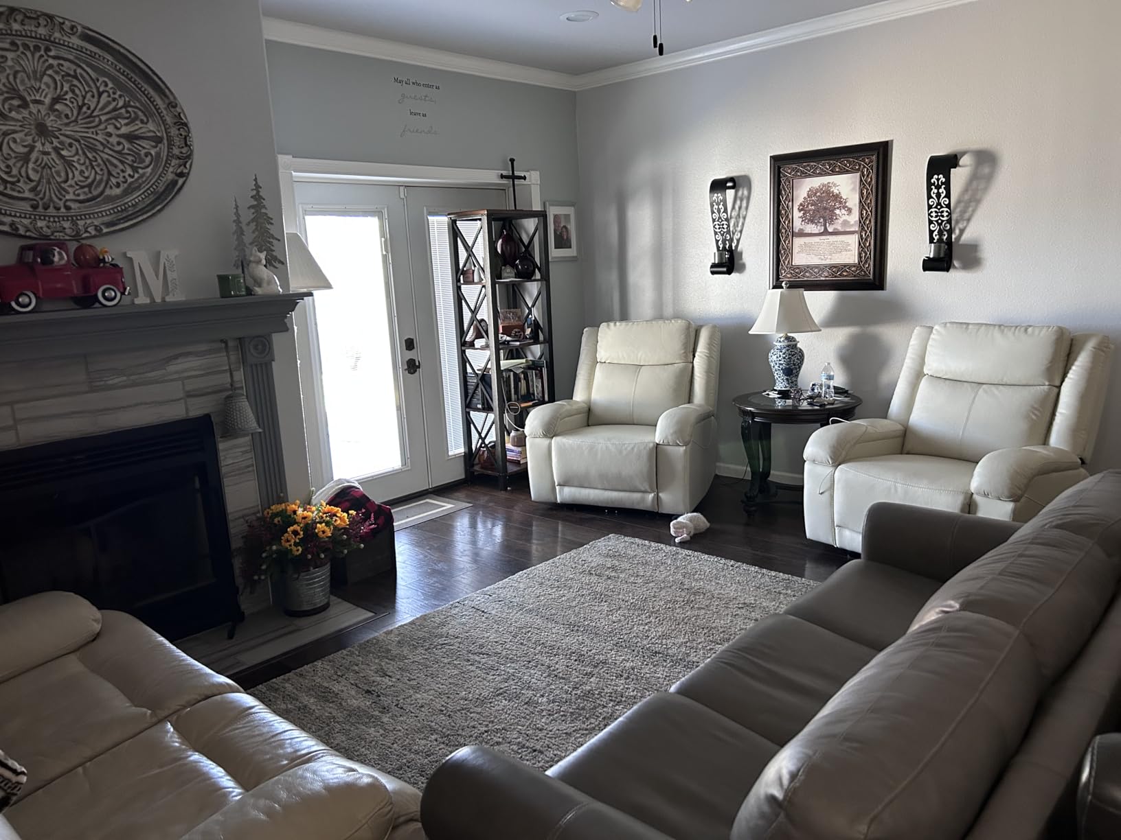 Watson & Whitely Oversized Genuine Leather Power Recliner Chair, Navy Blue customer photo 2