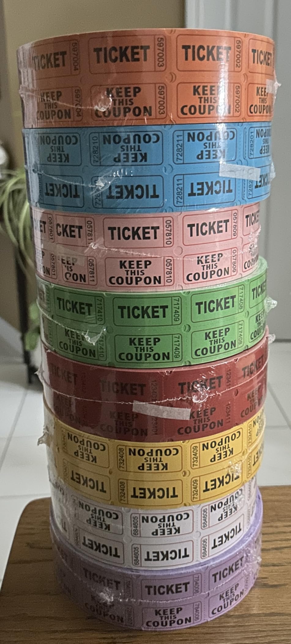 Homrelaxy 17600 Pairs Double Raffle Tickets, 50/50 Raffle Tickets Roll | 2200 Tickets Per Roll, 8 Assorted Colors customer photo 2