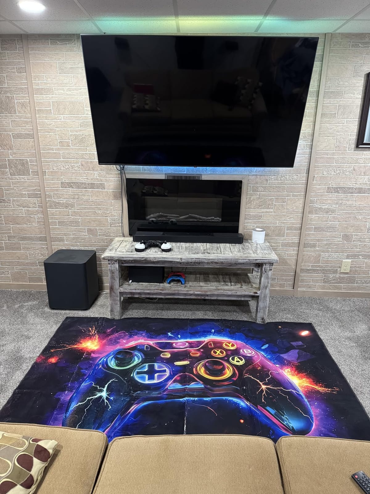 8x10 ft Neon Gaming Area Rug for Boys Room, Colorful Game Controller Carpet for Gamer Room Decor, Low Pile Non-Slip Video Game Rug customer photo 2