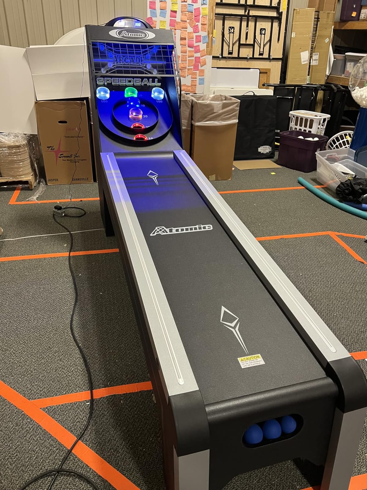 Atomic 9-Foot Prism Shot LED Speedball Arcade Game Table - Skeeball-Style LED Scoring with Lighted Rails & Target, Electronic Scoreboard & Sound Effects - Automatic Ball Return customer photo 2