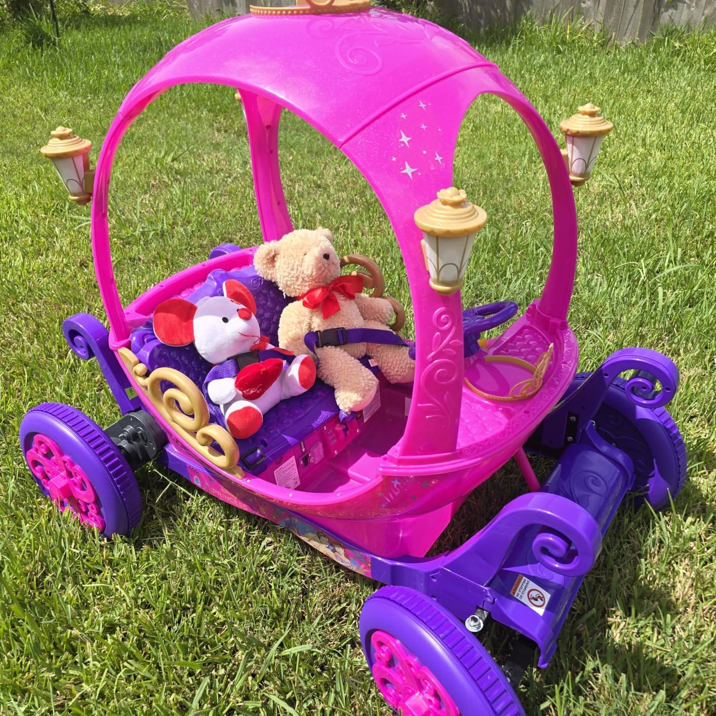 Disney Princess 24V Ride On Carriage, Pink & Purple Electric Ride On Car for Girls Ages 3-6, 2 Seater Kids Ride On Toy with Parent Remote Control, 4.5 MPH Battery Powered Car customer photo 1