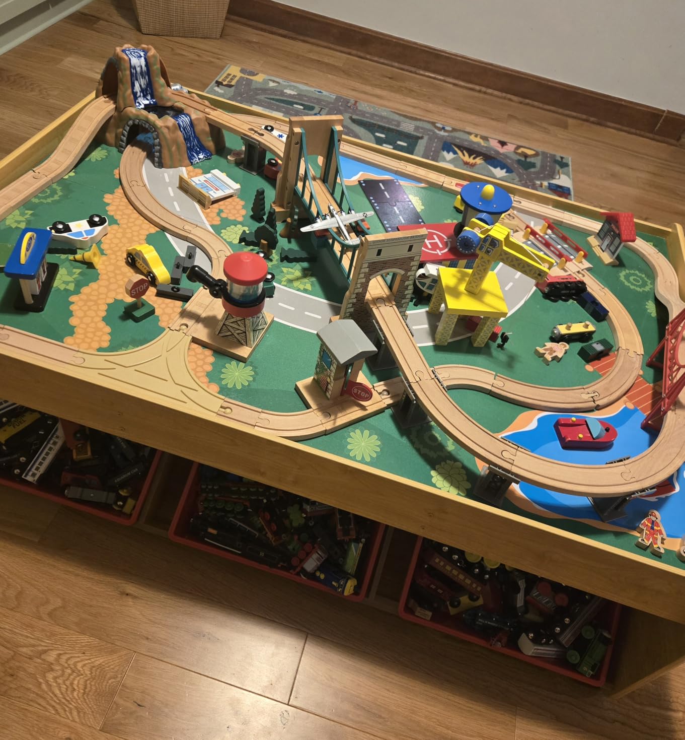 KidKraft Waterfall Mountain Wooden Train Set & Table; 120 Pieces, 3 Bins customer photo 2
