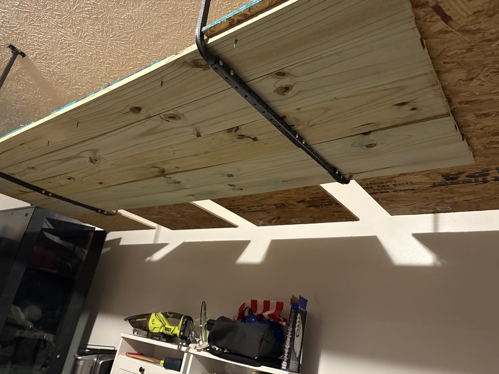HyLoft 33 in. x 34 in. Adjustable Garage Ceiling Mount Storage Rack Kit, Garage Overhead Storage Bracket, 80842-10, White customer photo 1