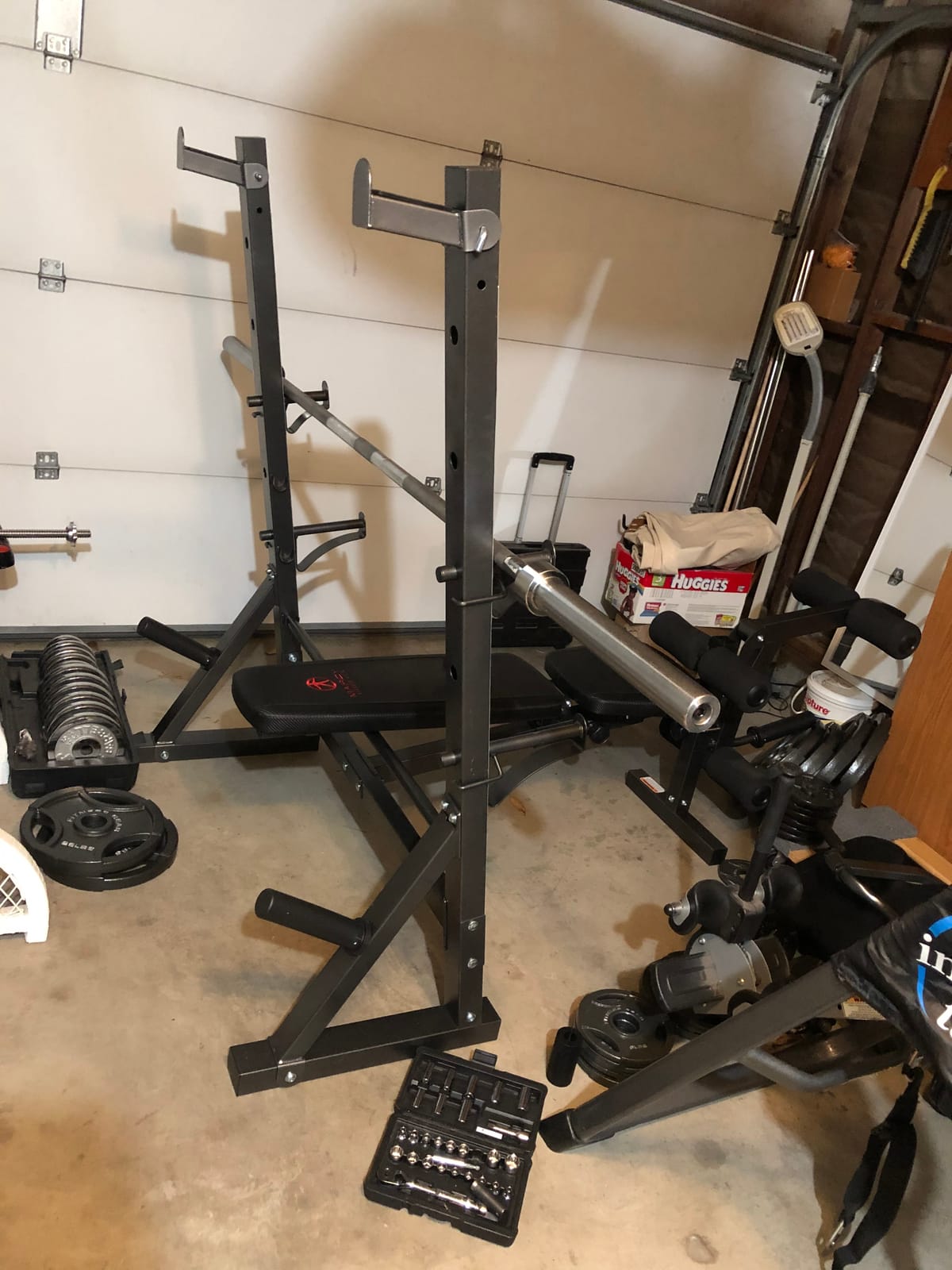 Marcy Olympic Workout Bench for Home Gym Strength Training Equipment with Preacher Curl Pad and Weight Rack Storage, White/Black customer photo 2