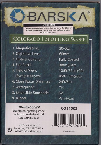 BARSKA 20-60x60 Waterproof Straight Spotting Scope with Tripod , Black customer photo 2