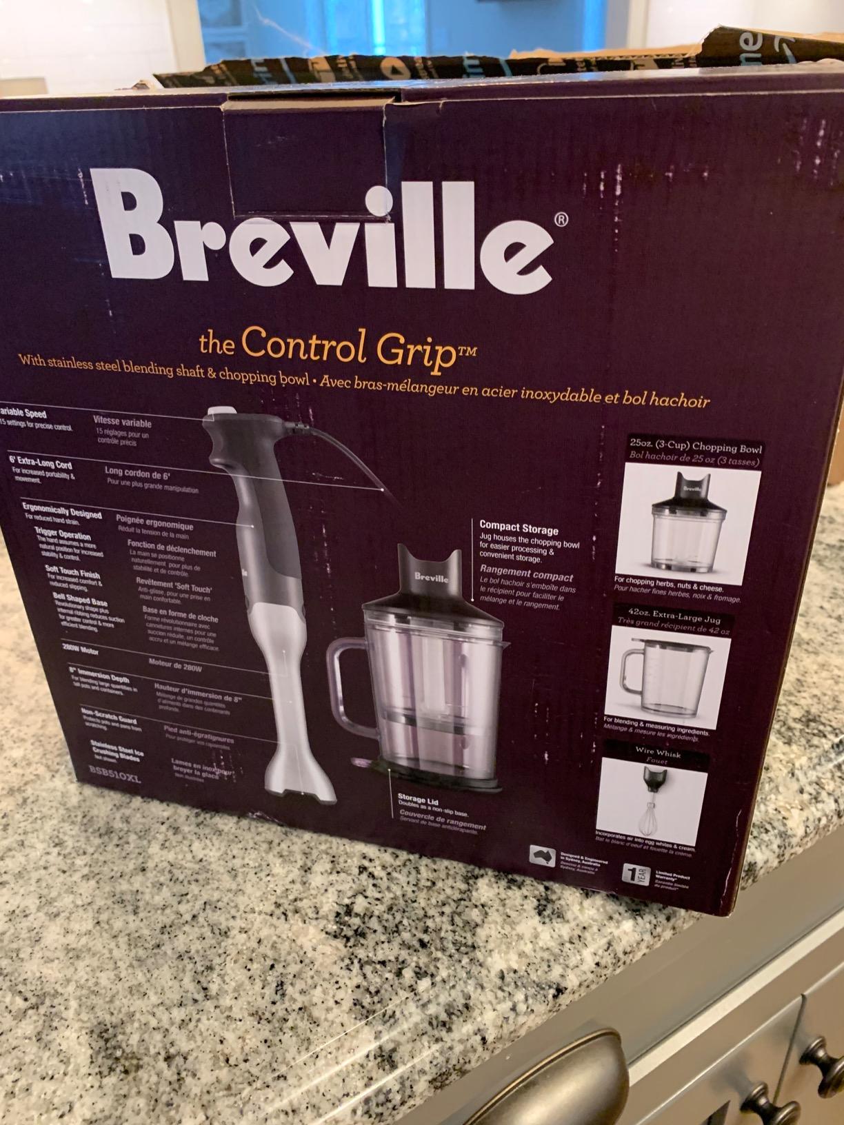 Breville BSB510XL Control Grip Immersion Blender, Brushed Stainless Steel | Puree soups, blend smoothies and mix sauces with this 15-speed 280W handheld blender | Includes whisk, chopper and 42 oz jug customer photo 2