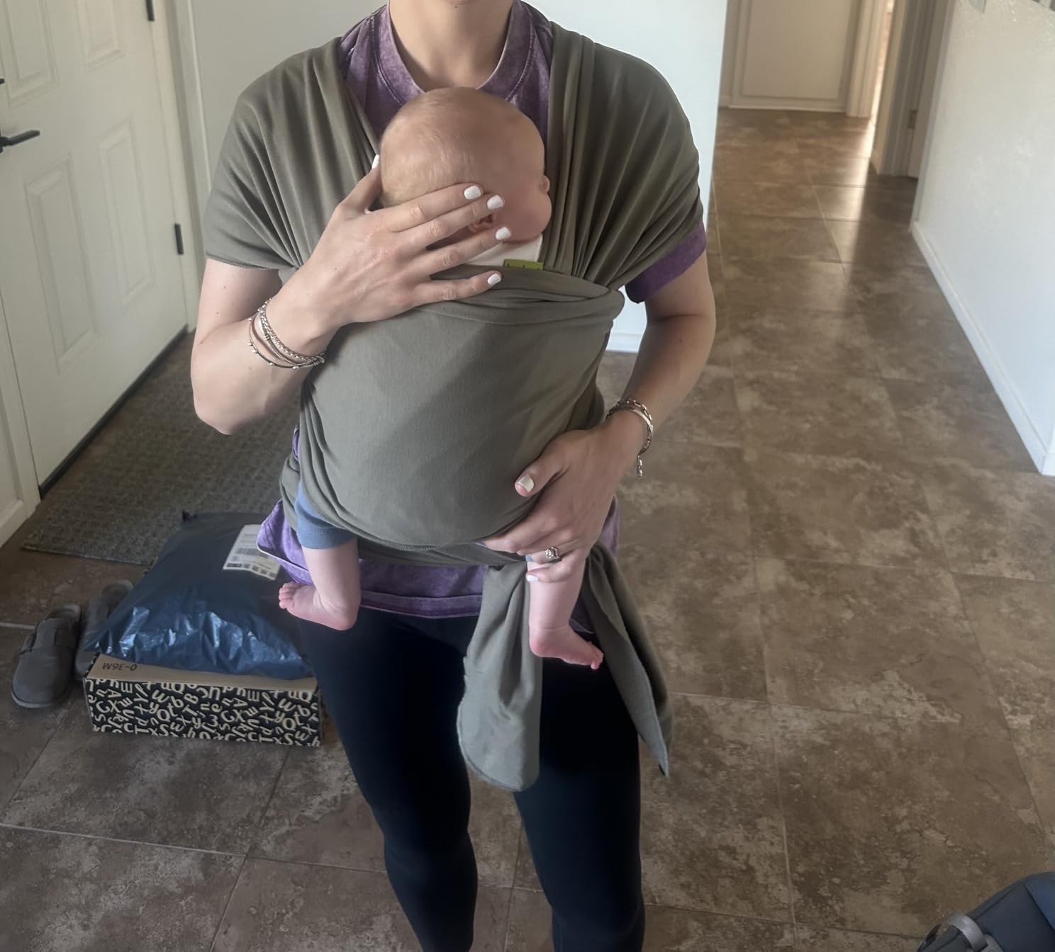Boba Baby Wrap Carrier - Stretch Cotton Newborn Sling, Grey customer photo 2