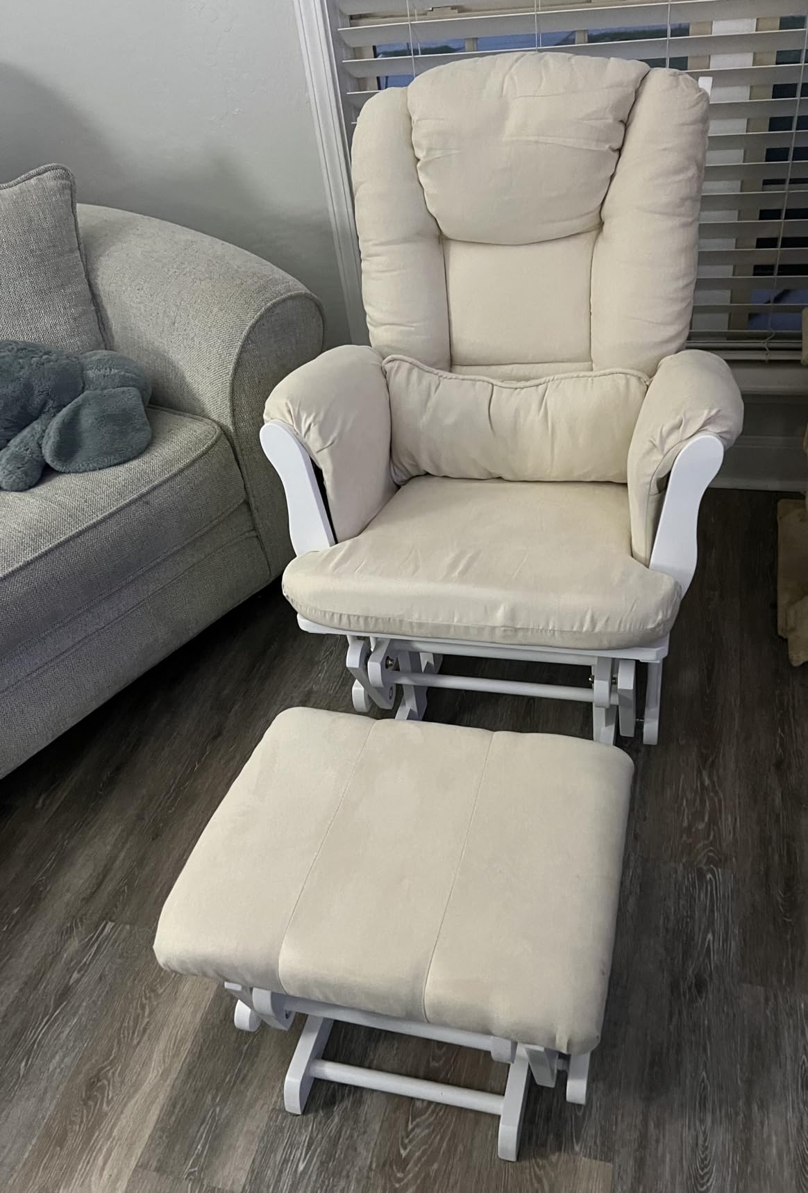 Storkcraft Tuscany Glider and Ottoman with Lumbar Pillow, Espresso/Gray customer photo 2