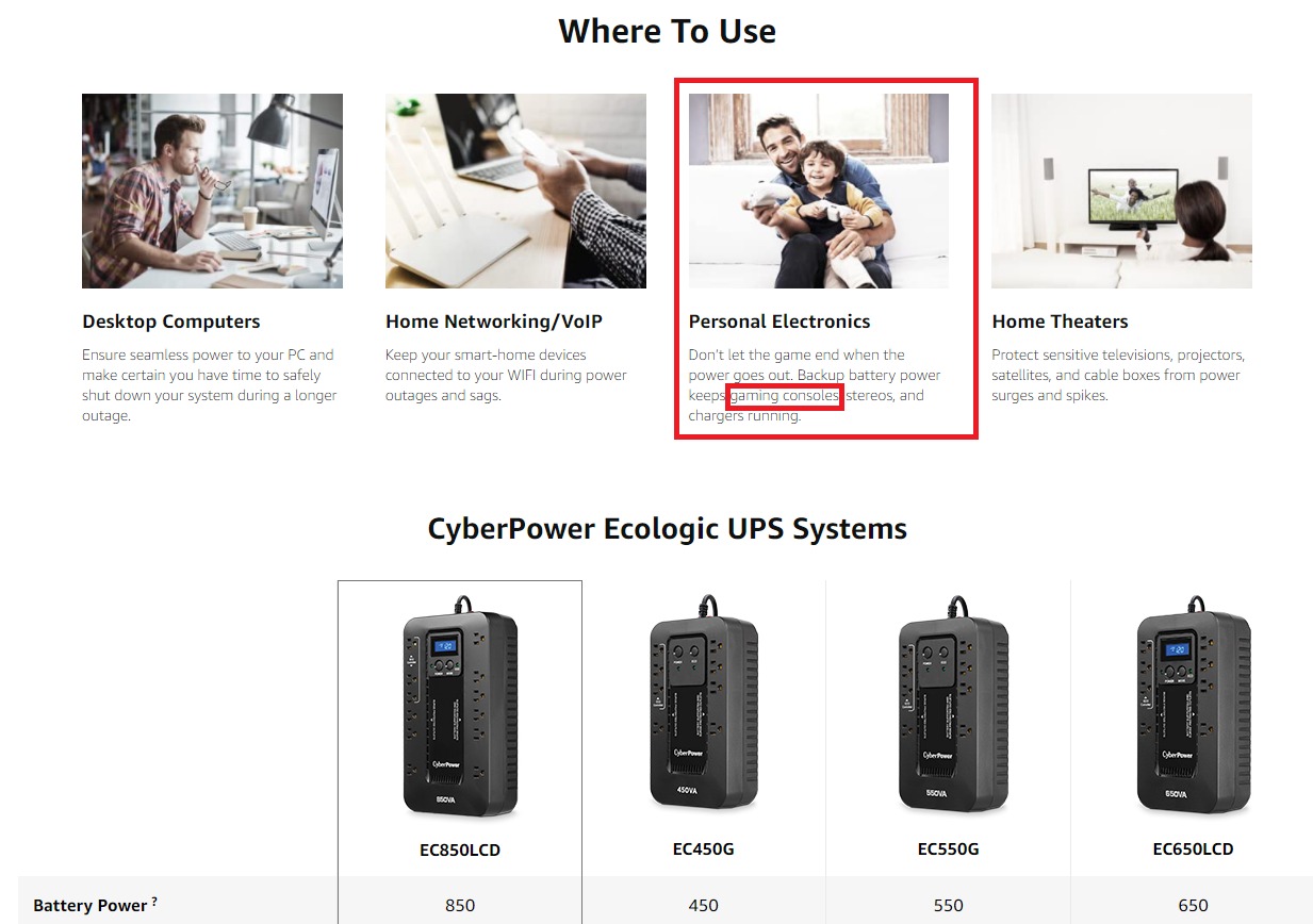 CyberPower EC850LCD Ecologic UPS Battery Backup and Surge Protector customer photo 2