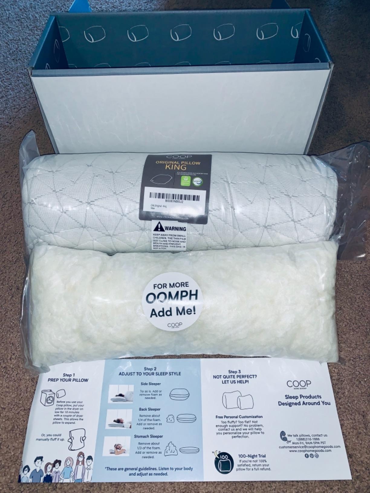 Coop Home Goods Original Adjustable Pillow, Queen Size Bed Pillow for Sleeping, Cross Cut Memory Foam Pillow - Medium Firm Back, Stomach and Side Sleeper Pillow, CertiPUR-US/GREENGUARD Gold customer photo 1