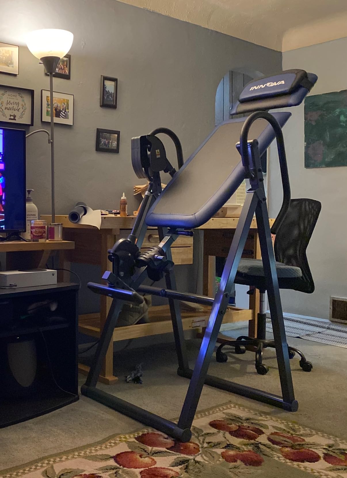 INNOVA HEALTH AND FITNESS ITM4800 Advanced Heat and Massage Inversion Table,Black/ Blue / Gray customer photo 1