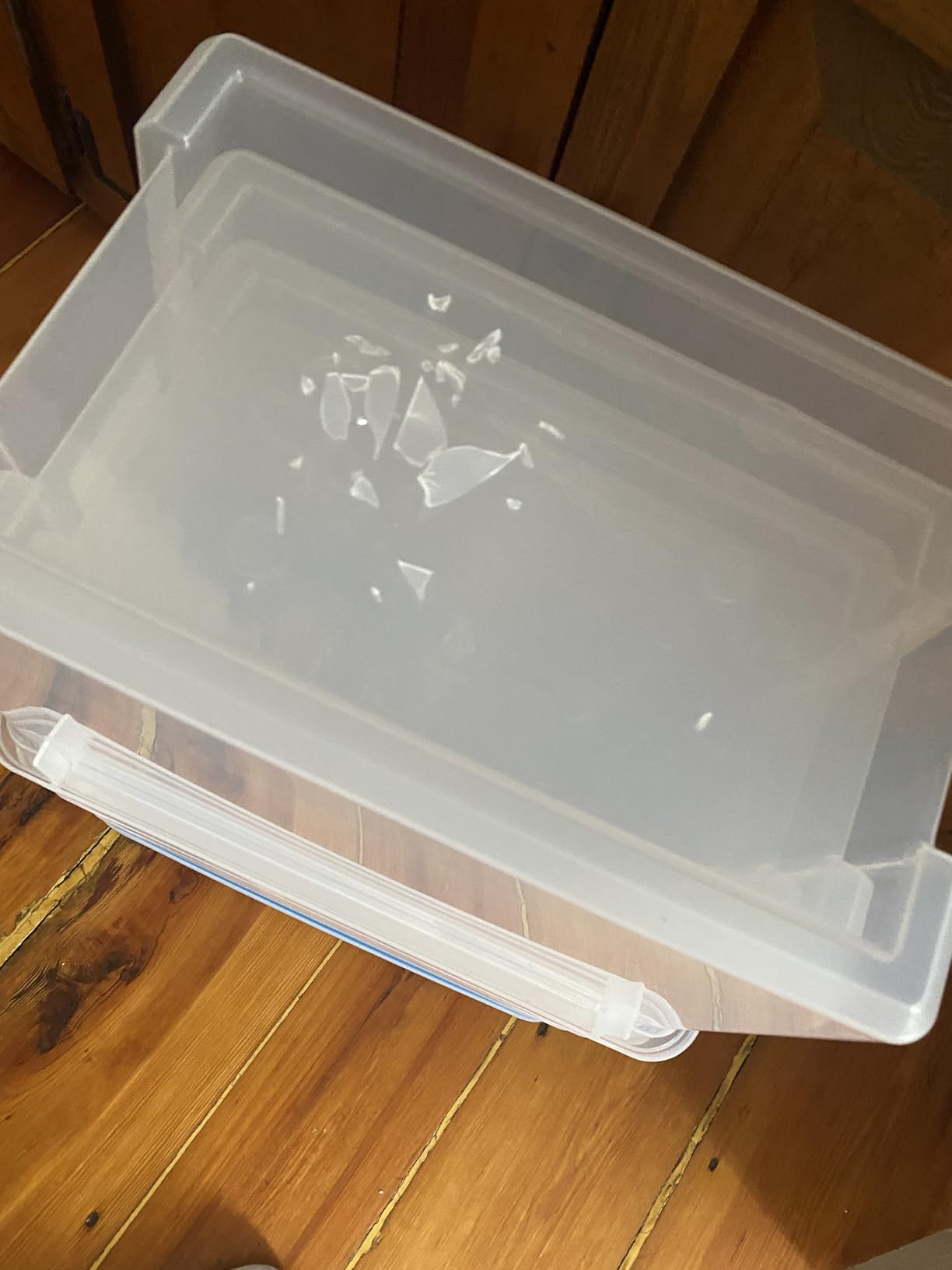 Sterilite 20 Qt Gasket Box, Stackable Storage Bin with Latching Lid and Tight Seal, Plastic Container to Organize Basement, Clear Base and Lid, 6-Pack customer photo 2