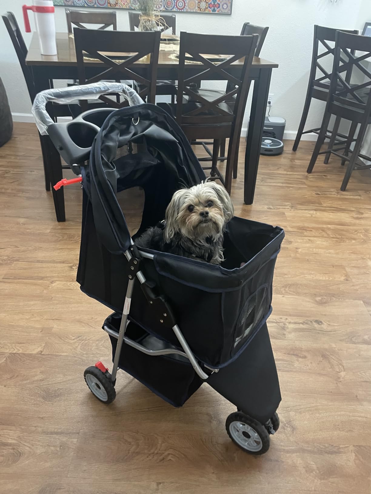 BestPet | 3-Wheel Pet Stroller | Dog and Cat Stroller | Breathable Mesh | Lightweight Travel Carrier | Waterproof & Foldable Design | Storage Basket | Black | for Daily Walks & Outdoor Use customer photo 1