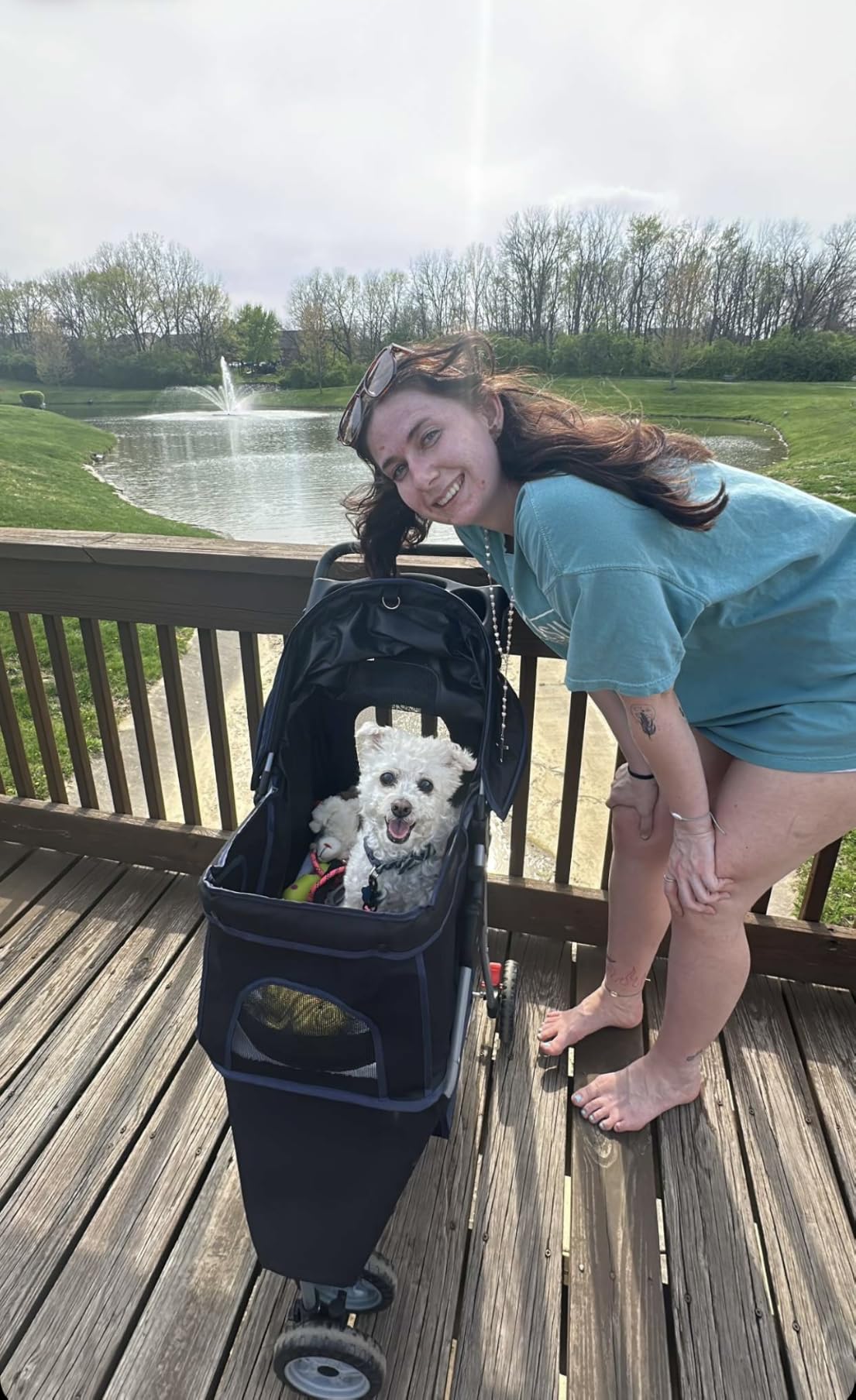 BestPet | 3-Wheel Pet Stroller | Dog and Cat Stroller | Breathable Mesh | Lightweight Travel Carrier | Waterproof & Foldable Design | Storage Basket | Black | for Daily Walks & Outdoor Use customer photo 2