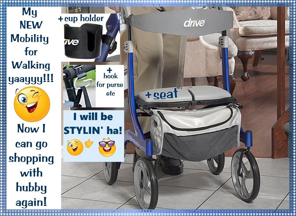 Drive Medical Nitro DLX Foldable Rollator Walker, 10 Inch Wheels, Champagne customer photo 1