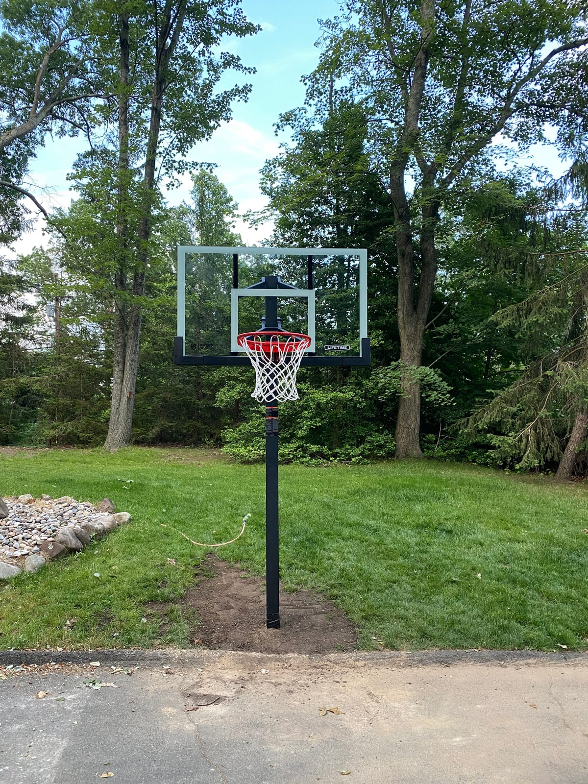 LIFETIME Products Crank Adjust In Ground Basketball Tempered Glass Backboard customer photo 1