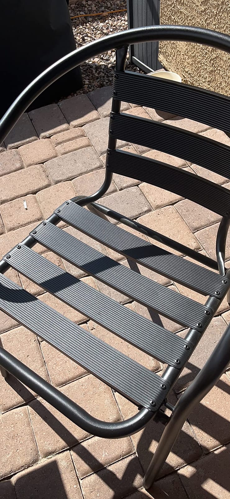 Flash Furniture Aluminum Slat Back Stacking Outdoor Restaurant Chairs, Modern Stackable Patio Chairs for Restaurants, Set of 4, Black customer photo 2