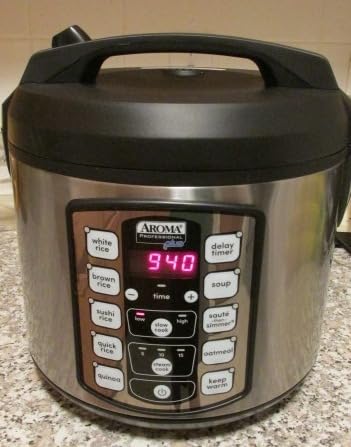 Aroma Housewares Professional Plus ARC-5000SB 20 Cup (Cooked) Digital Rice Cooker, Food Steamer, Slow Cooker, Stainless Exterior/Nonstick Pot, Silver, Black, 10-cup uncooked/20-cup cooked/4QT customer photo 1