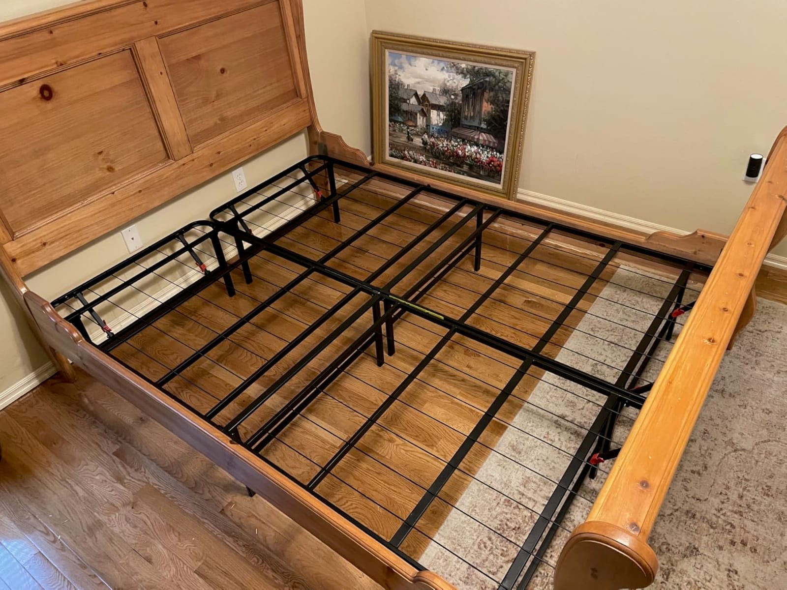 Amazon Basics Bed Frame with Storage, Foldable Metal Platform, Sturdy Steel, No Box Spring Needed, 14-inch High, Tool-Free Setup, Noise Free, Easy Assembly, Queen Size, Black customer photo 2