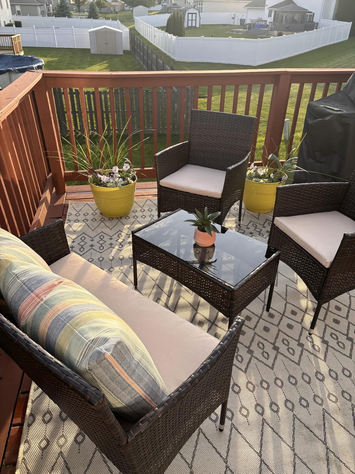 Homall 4 Pieces Outdoor Patio Furniture Set, Rattan Chairs, Brown & Beige customer photo 1