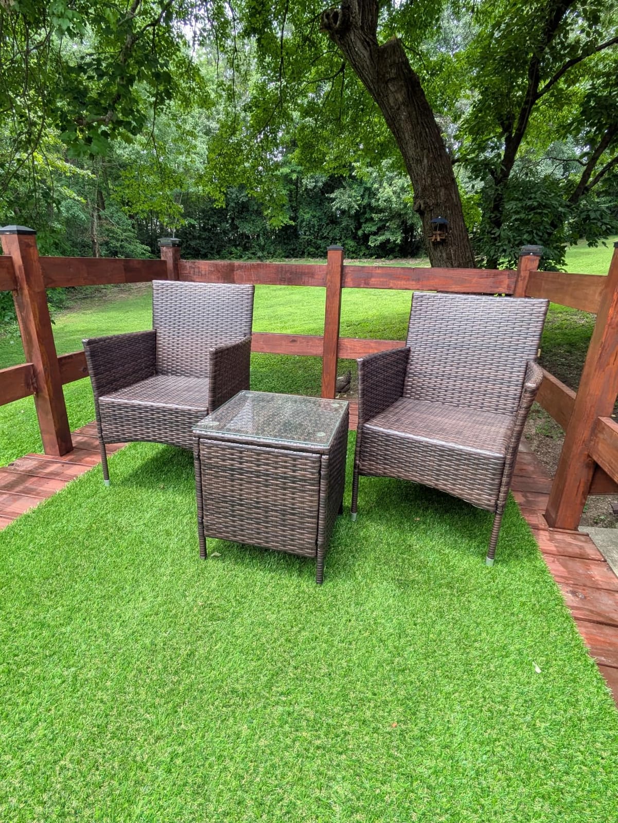 Devoko 3 Piece Patio Furniture Set Outdoor Wicker Conversation (Brown) customer photo 2