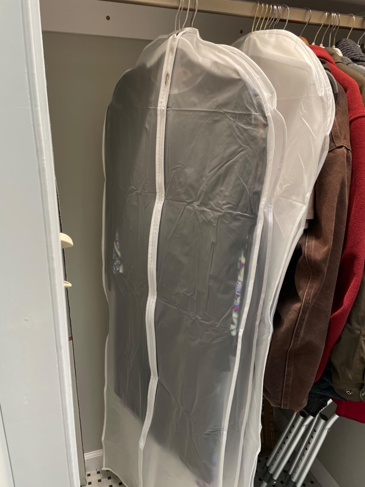 HomeClean Garment Bag (Set of 6) Plastic Garment Bags with Zipper Hanging Clothes Cover Dress Bag for Suits, Coats Closet (24'' x 40'', Black) customer photo 1