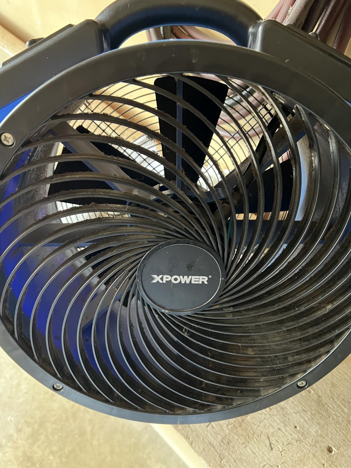 XPOWER FC-300 Heavy Duty Industrial High Velocity Whole Room Air Mover Air Circulator Utility Shop Floor Fan, Variable Speed, Timer, 14 inch, 2100 CFM, Black, Blue customer photo 1