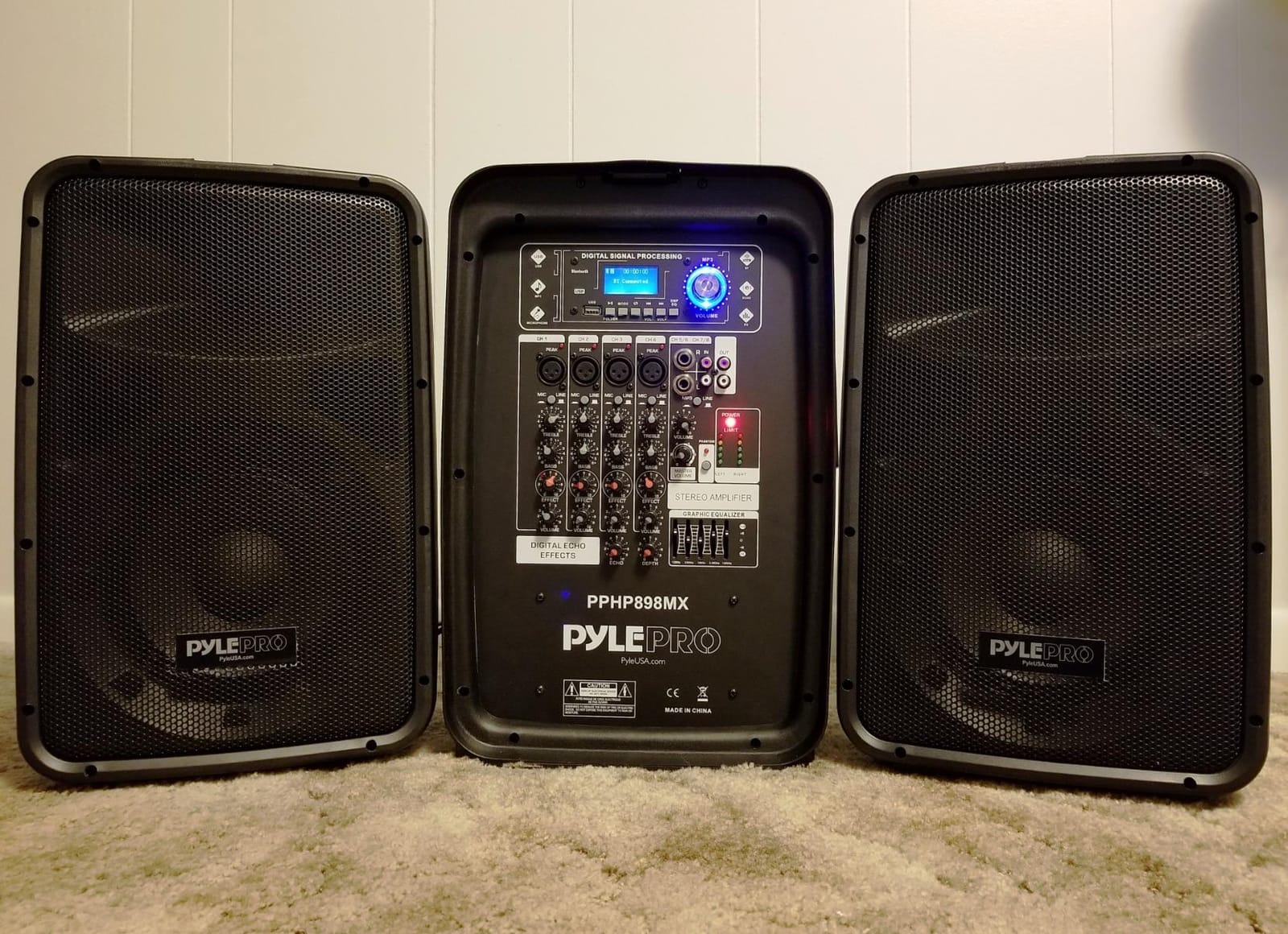 Pyle Karaoke PA Speaker Mixer System - 600 WATT 8-Channel Portable Bluetooth Wireless PA Speaker Powered Amplifier Kit with 8