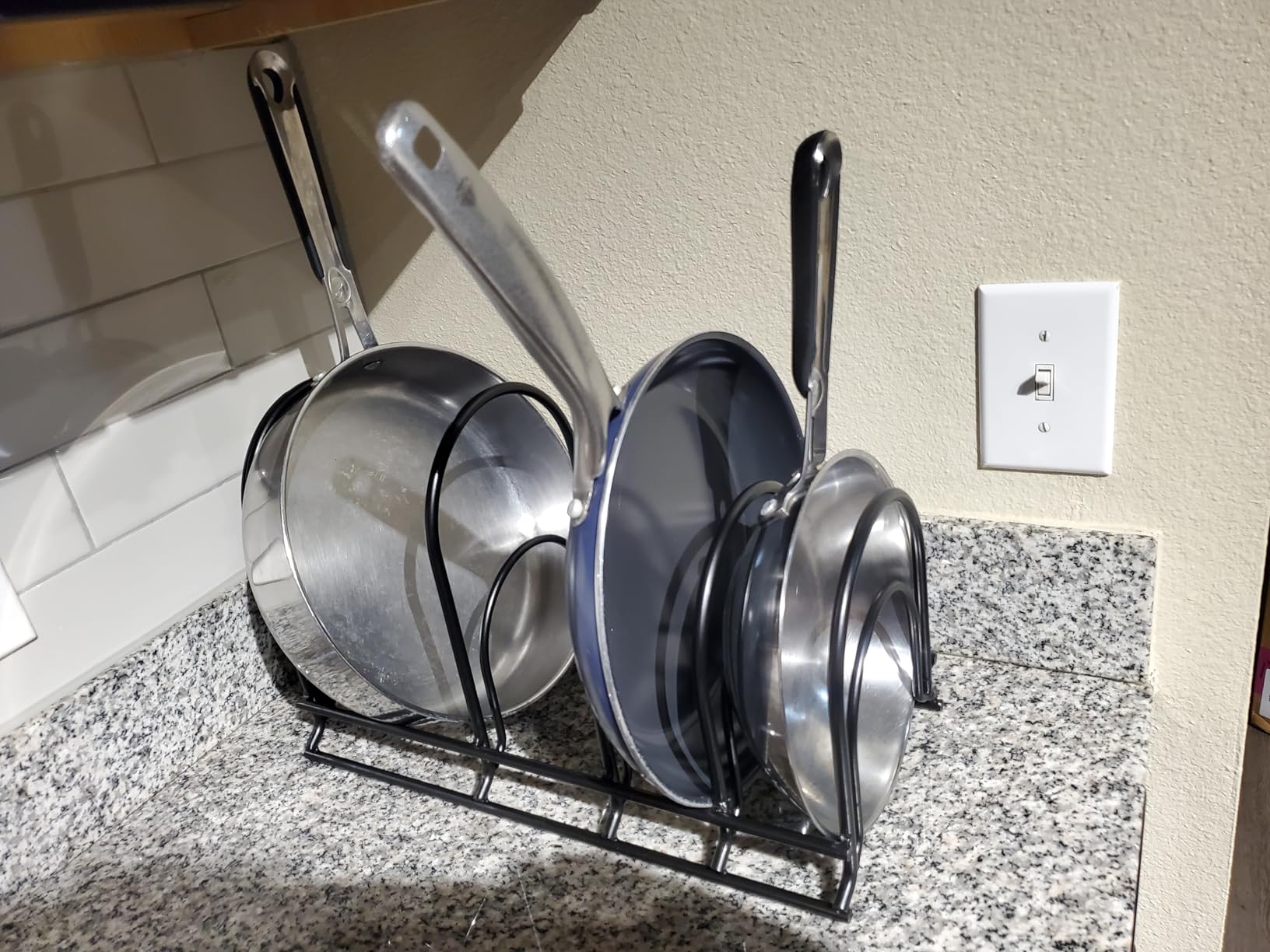 Cuisinel 5-Tier Pan Organizer for Cast Iron Skillets Griddles, Black 12.2