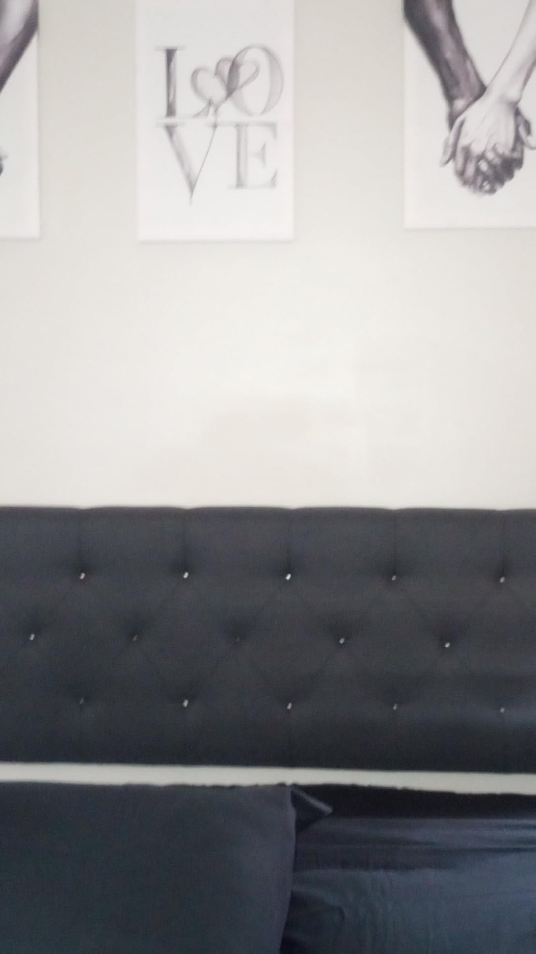 Lucid Mid-Rise Upholstered Headboard - Diamond Tufted - Padded Polyester - Adjustable Height from 34” to 46” - Easy Assembly - Bed Frame or Wall Mount - Sturdy - Stone - Queen Size customer photo 2