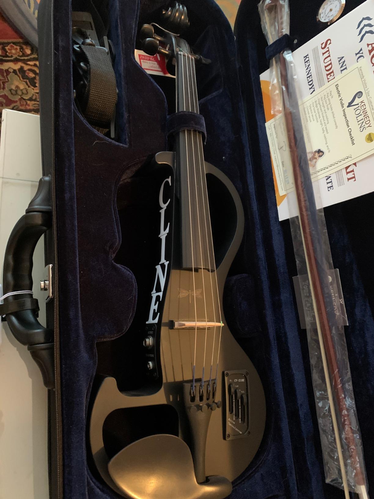 Electric Violin Bunnel Edge Outfit 4/4 Full Size (Clear) (BLACK) — With Carrying Case and Accessories - Mini Amp - Headphone Jack - Piezo Ceramic Pick-Up - from Kennedy Violins customer photo 1
