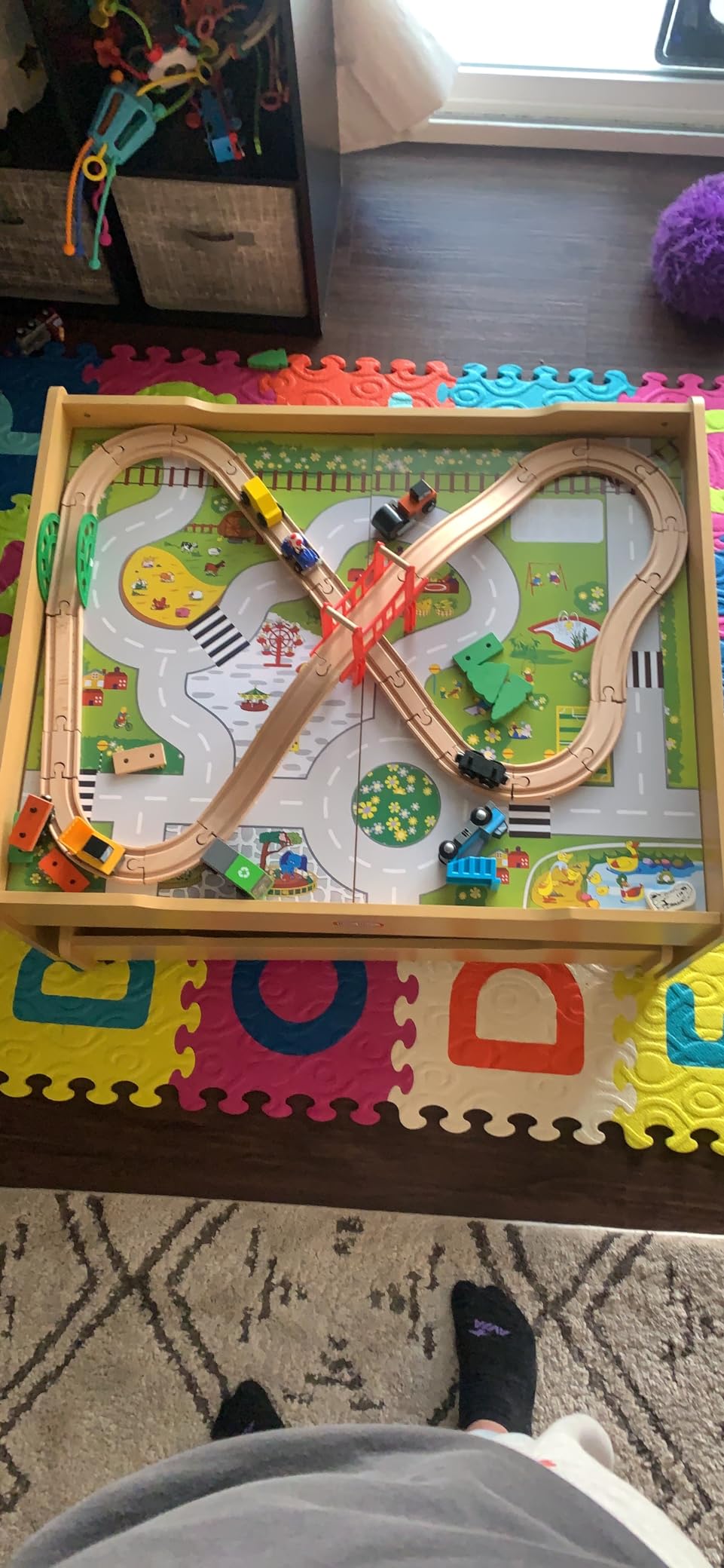 Little Tikes Real Wooden Train and Kids Table Set with Over 80 Multicolor Pieces Activity Table with Storage, Tracks, Trains, Cars, and More - Train Set Table Playset for Boys and Girls 3+ Years customer photo 1