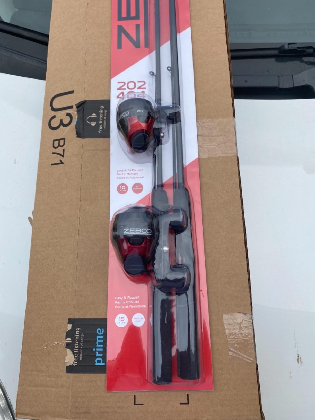 Zebco 202 & 404 Spincast Reels and Fishing Rod Combos (2-Pack), 5-Foot 6-Inch 2-Piece Fishing Pole, Size 30 and 40 Reels, Right-Hand Retrieve, Pre-Spooled with 10 lb and 15 lb Cajun Line, Black/Red customer photo 2