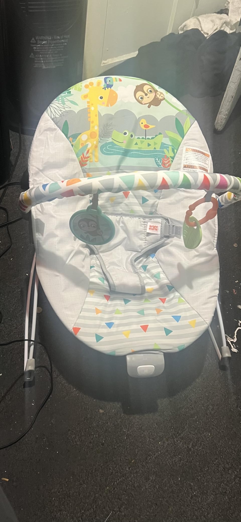 Bright Starts Baby Bouncer Soothing Vibrations Infant Seat - Removable -Toy Bar, Nonslip Feet, 0-6 Months Up to 20 lbs (Safari Fun) customer photo 1