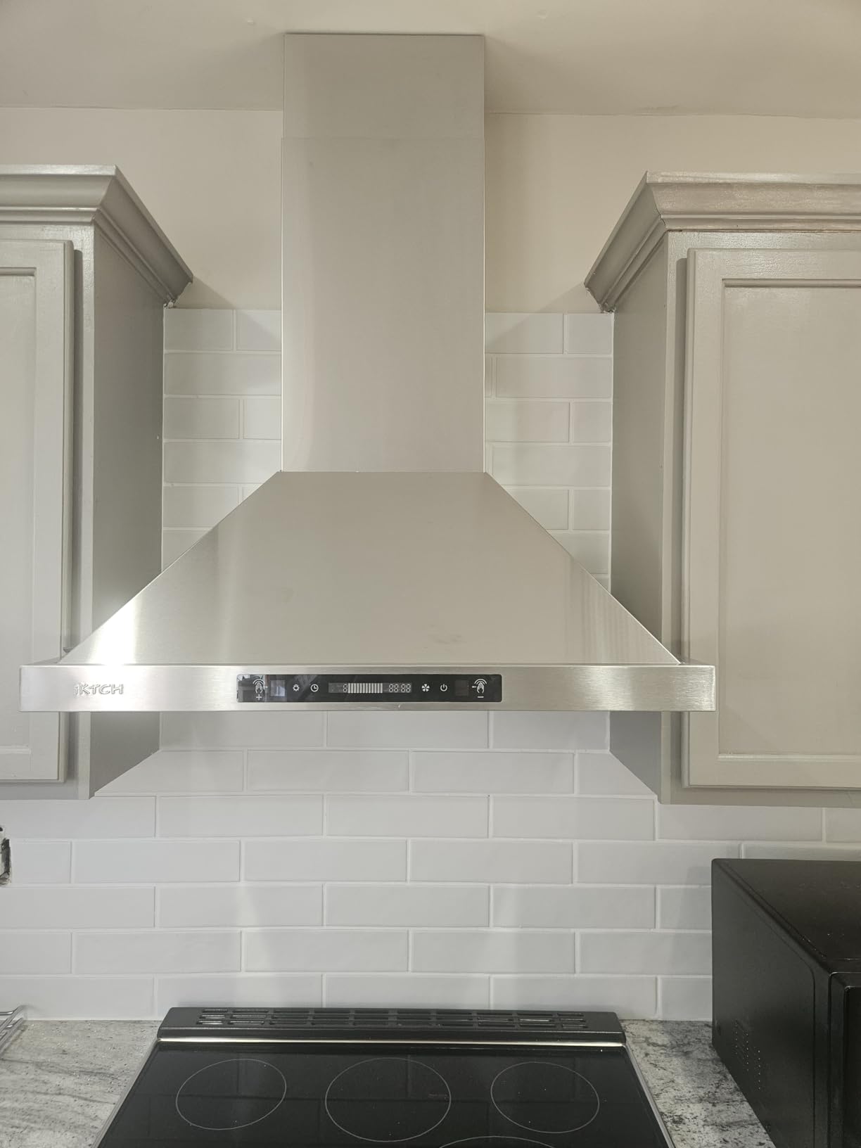 IKTCH 30-inch Wall Mount Range Hood 900 CFM Ducted/Ductless Convertible, Kitchen Chimney Vent Stainless Steel with Gesture Sensing & Touch Control Switch Panel, 2 Pcs Adjustable Lights(IKP02-30'') | Ducted/Ductless Convertible, Kitchen Chimney Vent with Gesture Sensing & Touch Control Switch Panel, 2 Pcs Adjustable Lights customer photo 1