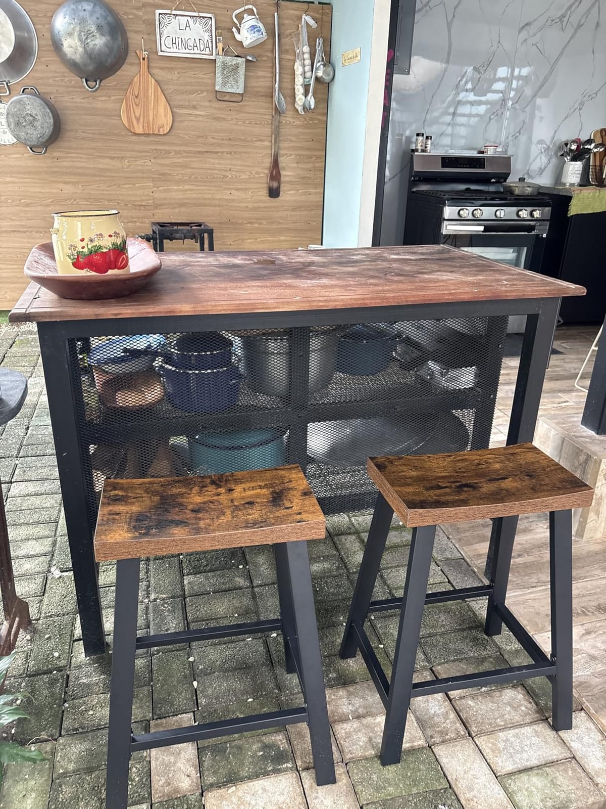 VASAGLE Bar Stools Set of 2 with Footrest, Modern Basic Style customer photo 2