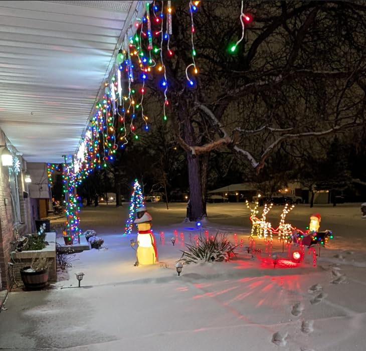 Toodour Christmas Icicle Lights Outdoor, 360 LED 29.5ft 8 Modes Fairy Icicle String Light with 60 Drops, Led Christmas Lights Twinkle for Holiday, Party, Wedding, Eaves, Xmas Decorations (White) customer photo 1