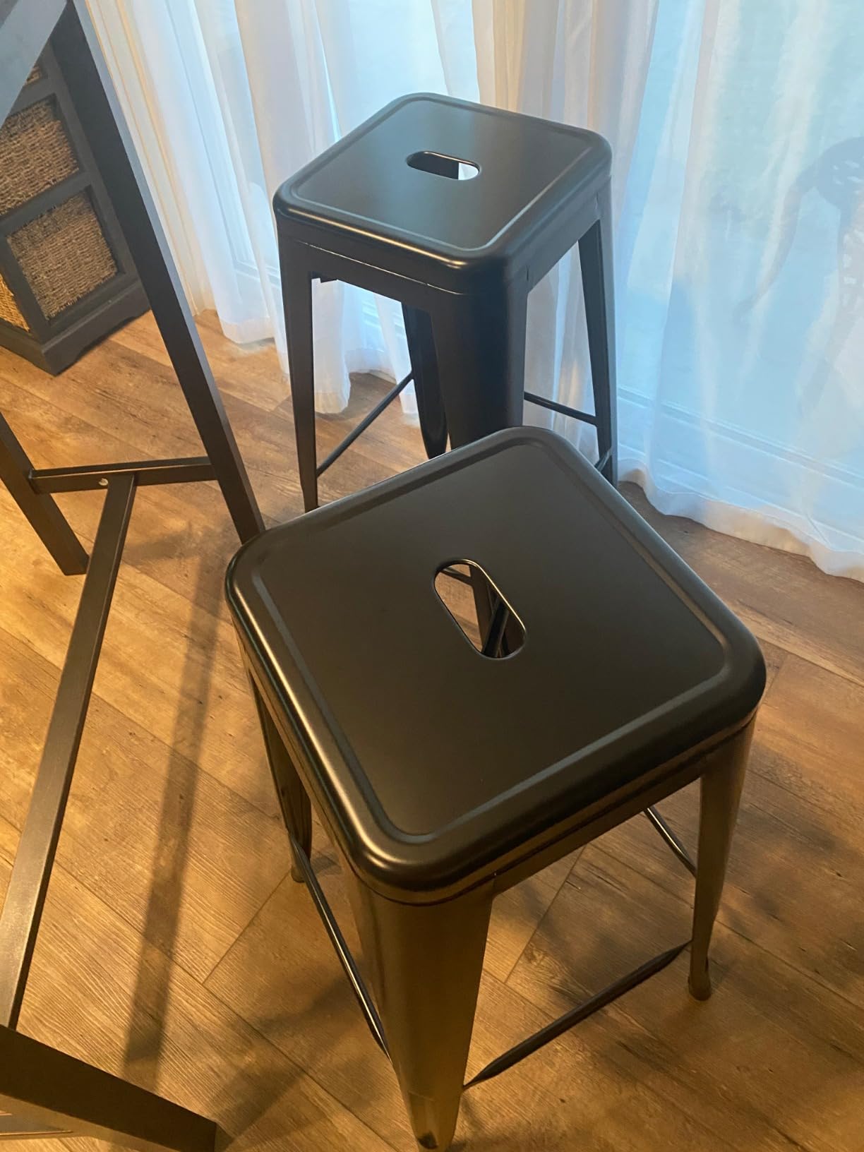 Yaheetech 24 Inch Metal Bar Stools Set of 4, Stackable Barstools, Metal customer photo 2