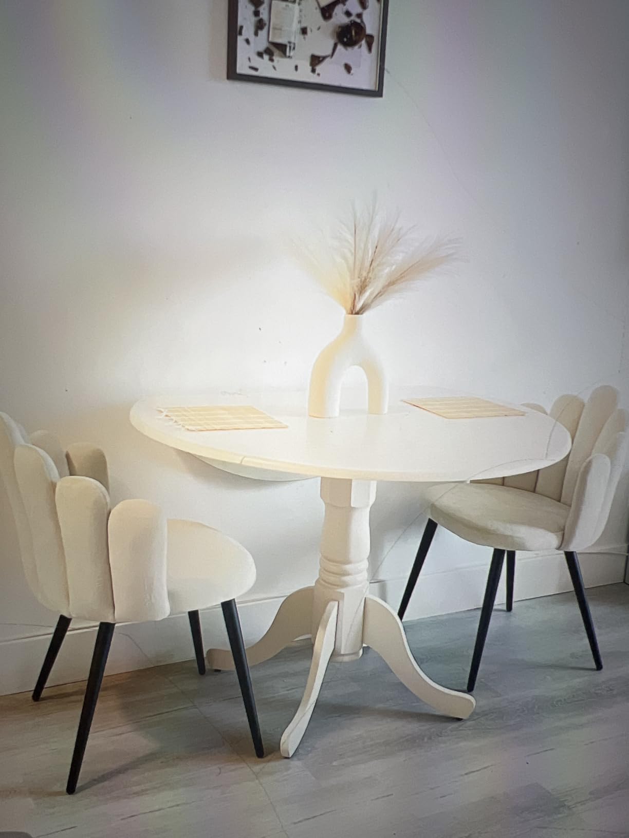 East West Furniture DLT-AWA-TP Dublin Dining Room Table - a Round Solid Wood Table Top with Dropleaf & Pedestal Base, 42x42 Inch, Walnut customer photo 1